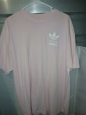 adidas Originals Japanese Katakana Triple Trefoil Shirt Light Pink Size XL